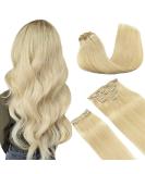 Doores Extensions: Real Hair Clip-In Extensions - Bleach Blonde 60cm (24 inch) - 9 Pieces 150g Remy Human Hair for Thick Volume #613r - Buy Online on GoSupps.com