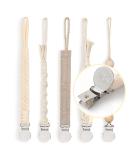 YMVV Modern Pacifier Clips 5 Pack - Handmade Braided Rope, Unisex Design, Fits Most Pacifier Styles - Beige - Buy Online on GoSupps.com