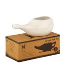 White Ceramic Neti Pot for Nasal Cleansing + 5 Sachet Neti Salt - Dishwasher Safe - Buy Online on GoSupps.com