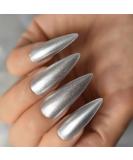 Long Stiletto Silver Glitter Press On Nails - High Gloss Reusable Acrylic Full Cover Fake Nails Kit (24 Pieces) - International Shipping Available - Buy Online on GoSupps.com