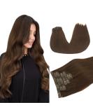 Doores Seamless Real Hair Extensions - 45cm 18 Inch Chocolate Brown 110g Remy Human Clip-Ins | Thick Hair Natural Look - Buy Online on GoSupps.com