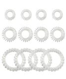 12pcs TUUXI Spiral Hair Ties - Clear Phone Cord Elastic Bands for Women & Girls - Large, Small, Mini Sizes Available - Buy Online on GoSupps.com