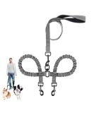 Reflective Double Dog Lead Splitter | Dual Leash for Walking 2 Dogs | 360 Swivel Rotation | Grey - Buy Online on GoSupps.com