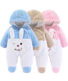 Newborn Baby Cartoon Bear Snowsuit Winter Coat Fleece Hooded Romper Jumpsuit 6-9 Months - Blue Rabbit - Buy Online on GoSupps.com