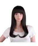 MapofBeauty 20 Flat Bangs Straight Hair Slightly Curled Wig (Black) - 50cm Length | Shop Now - Buy Online on GoSupps.com