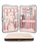 Manicure Set Professional Pedicure Nail Clippers Kit - 18 pcs Nail Care Tools - Grooming Kit with Luxurious Upgraded Travel Case (Beige/Pink) - Buy Online on GoSupps.com