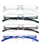 MMOWW 4 Pack Rimless Reading Glasses for Men & Women - Clear Rectangle Blue Light Blocking +1.5 Magnification - Stylish & Comfortable Eyewear - Buy Online on GoSupps.com