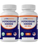 Vitamatic Potassium Iodide 65mg - 60 Tablets | Thyroid Support | KI Pills - 2 Pack - Buy Online on GoSupps.com