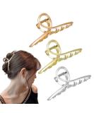 Shop Stylish Pop Full 3-Piece Large Metal Hair Clips for Women | Slipproof Hair Needles - Rose Gold Silver & Gold - Buy Online on GoSupps.com