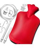 2L Home Enema Bag Kit - Includes 2 Tips 60 Silicone Hose & Water Flow Valve for Colon Cleansing - Red - Buy Online on GoSupps.com