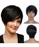 QUEEN VIRGIN REMY Pixie Cut Wig | Short Human Hair Wigs for Black Women with Bangs | 8 Inch Natural Black | Daily Wear Style - Buy Online on GoSupps.com