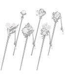 Vintage Rhinestone Pearl Flower Hair Stick Set - 6 Pieces | Chinese Hair Chopsticks with Tassel | Chignon Pin for Women | Hair Accessories for Girls (Chic Style) - Buy Online on GoSupps.com