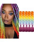Tess Braids Extensions - Jumbo Kanekalon 60 cm Ombre Hair Braids (5 Pack) - Blue Orange Red - Perfect for Box Braids & Hair Extensions - Buy Online on GoSupps.com