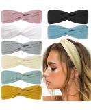 Huachi Boho Head Bands for Women's Hair Non Slip Twist Hair Bands for Short Hair Fashion Summer Hair Accessories Solid Color 8Pcs Bloom Your Beauty - Buy Online on GoSupps.com