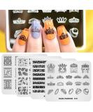 4-Piece Nail Stamping Plate Set - Imperial Crown & Chinese Mahjong - DIY Nail Art Stencils for Manicure - Buy Online on GoSupps.com