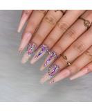 Morily Pink Rhinestone Press on Nail Set - Luxury Extra Long Ballerina Coffin Fake Nails for Women and Girls - Buy Online on GoSupps.com