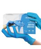Blue Nitrile Disposable Gloves Medium 50 Count - Medical Grade Exam Gloves - Latex and Powder Free - Dental & Surgical Use - 3 Mil Thickness - Buy Online on GoSupps.com