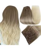 Blonde Clip-In Hair Extensions | 20 Inch Remy Real Hair | Light Brown & Platinum Blonde #8/60 - 120g - Buy Online on GoSupps.com