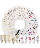 54 Sheets Self-Adhesive Nail Art Stickers - Colorful Flowers, Gold & Silver Butterfly, Stars, Feather Pattern - for Gel Nails - Women/Girls - Buy Online on GoSupps.com