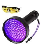 128 LEDs UV Flashlight with Protective Glasses - 395nm UV Light for Detecting Scorpions Pet Urine & Counterfeit Money - Buy Online on GoSupps.com