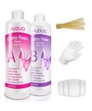 Crystal Clear Epoxy Resin Kit 16oz for Art, Jewelry, Crafts & Coating | Includes 8oz Resin, 8oz Hardener, Bonus Measuring Cups, Sticks & Gloves by Puduo - Buy Online on GoSupps.com