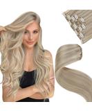 LAAVOO Remy Clip-In Hair Extensions - Real Hair Blond Highlights 30cm 70g - 5 Pieces for Effortless Style - Buy Online on GoSupps.com