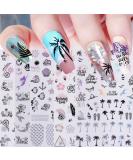 Summer Nail Stickers: Holographic Beach Decals - 3D Self-Adhesive Nail Art for Women & Girls (8 Sheets) - Buy Online on GoSupps.com