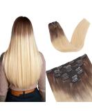 Vlasy Clip in Hair Extensions 16 Inch (80 g) T8A/60+T8A/60# - Seamless Natural Human Hair Extensions for Women - Buy Online on GoSupps.com