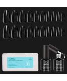 Beetles Gel Polish 2 in 1 Nail Glue and Base Gel Kit with 500Pcs Clear Full Cover Medium Almond False Nails - Buy Online on GoSupps.com