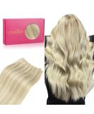 50cm Sew-In Real Hair Extensions - Ashblond Highlights & Platinum Blonde - 100g Weft Hair Tresses - Buy Online on GoSupps.com