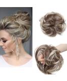 Tousled Messy Bun Hair Extension Ponytail | Synthetic Chocolate Brown & Bleach Blonde Updo Scrunchie for Women - Buy Online on GoSupps.com