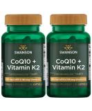 Swanson CoQ10 + Vitamin K2 60 Softgels 2 Pack - Boost Heart Health & Energy | International Shipping Available - Buy Online on GoSupps.com