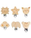 Shop Tallkeey 6 Pieces Wooden Pacifier Clips - Baby Dummy Nipple Holders & Pacifier Chains for Safe & Stylish Allowance - Buy Online on GoSupps.com