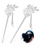 Rhinestone Pearl Flower Hair Stick Set - Vintage Chinese Hair Chopsticks with Tassel - Hair Styling Accessories for Women (Silver) - Buy Online on GoSupps.com