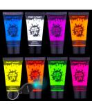 UV Face  Body Paint Set - Blue Squid 8 Liquid UV Body Paints (8 Large 0.68 fl oz) FREE BONUS Mini Ultraviolet Flashlight - Glow in The Dark Neon Face  Body Paint - Black Light Reactive Neon Paints 8 x Squeeze Tubes - Buy Online on GoSupps.com