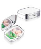 Sibba 2 Compartment Stainless Steel Pill Box - Stylish Travel Organizer for Tablets & Prescriptions | Moisture Proof | Perfect for Purse & Pocket - Buy Online on GoSupps.com
