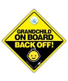 Grandchild On Board Suction Cup Car Window Sign - Baby On Board Back Off Sign - Buy Online on GoSupps.com