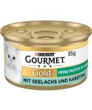 Gourmet PURINA GOURMET Gold Fine Pate with Vegetables Wet Cat Food with Pollock and Carrots Pack of 12 (12 x 85g) - Buy Online on GoSupps.com