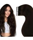 Laavoo Long 65cm Darkest Brown Real Hair Tape Extensions - Invisible & Lightweight 65g #2 - Buy Online on GoSupps.com