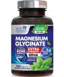 Extra Strength Magnesium Glycinate 425mg with Calcium - 120 Tablets | Bone, Heart & Muscle Health Support | Non-GMO Vegan Gluten Free - Buy Online on GoSupps.com