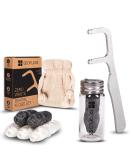 Geordinary Sustainable Tooth Cleaning Set - 6x Activated Carbon Dental Floss | Bamboo & Corn | 180m for Effective Tooth Whitening - Buy Online on GoSupps.com