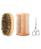 Premium Beard Care Set - Bartbrush & Beard Kamm with Wild Boar Bristles | Buy Wooden Beard Brush & Shears for Men Online - Buy Online on GoSupps.com