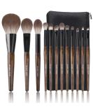 Luxury Enzo Ken Natural Goat Hair Makeup Brush Set - 12 Professional Brushes with Walnut Handbag | Best Natural Bristles for Flawless Application - Buy Online on GoSupps.com