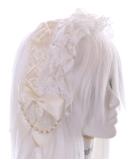 C-06-2 White Maid Lolita Headband with Bow & Pearl Necklace | Gothic Hair Accessory for International Shipping - Buy Online on GoSupps.com