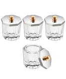 Beauticom Crystal Glass Dappen Dish Set - 4 Pieces Octagon Shape with Stainless Steel Lid for Acrylic Nail Dip Powder, Monomer, and Polish Remover - Buy Online on GoSupps.com