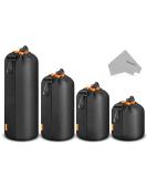 NEEWER Camera Lens Pouch (4 Pack) | Protective Neoprene Bag for DSLR Lens - Sony, Canon, Nikon, Pentax, Olympus, Panasonic | Drawstring Design & Soft Plush Interior - Orange | 4 Sizes Included - Buy Online on GoSupps.com