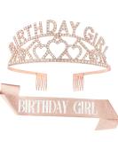 AOPRIE Birthday Girl Tiara - Gold Rhinestone Crystal Happy Birthday Crown - Buy Online on GoSupps.com