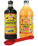 Braggs Organic Liquid Aminos & Apple Cider Vinegar Bundle with Bonus Spoon - 32 oz Each - Buy Online on GoSupps.com