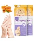 4 Pairs Moisturizing Peeling Hand Mask with Honey & Milk - Natural Plant Extracts Collagen Brightening & Anti-Aging Repair (Honey & Lavender) - Buy Online on GoSupps.com