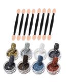 8pcs Metallic Glitter Powder Set for Nail Art Chrome Pigment & Mirror Effect with Eyeshadow Sticks | International Shipping - Buy Online on GoSupps.com